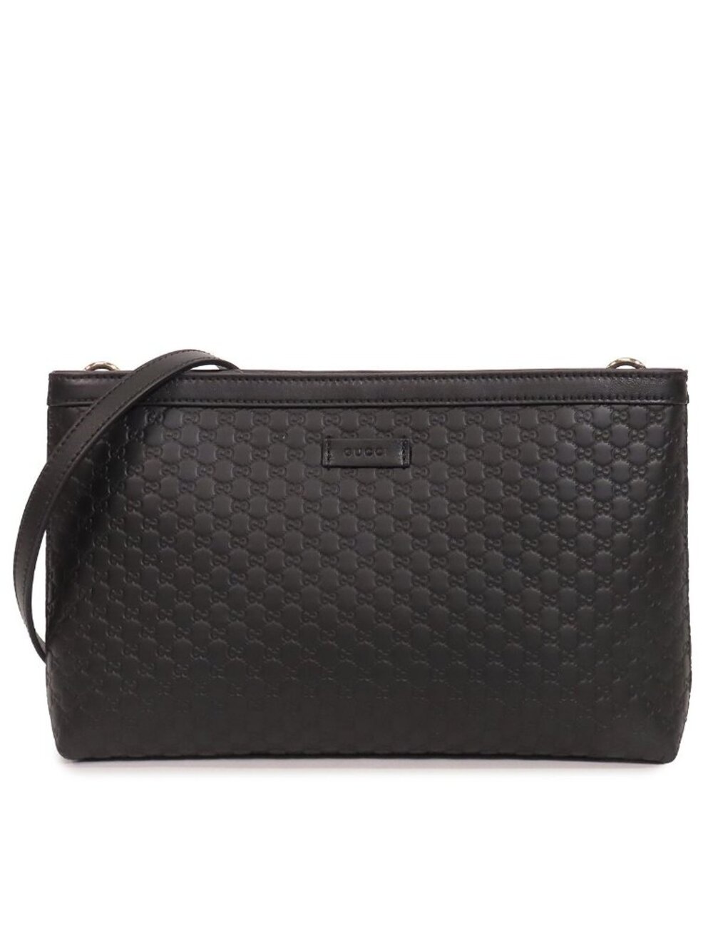 Gucci Micro Guccissima Shoulder Bag Black Leather 2-Way Clutch